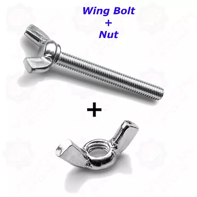 Butterfly Wing Bolts + Wing Nuts Screws Thumb Screws M6 Wing Bolts BZP • £84.94