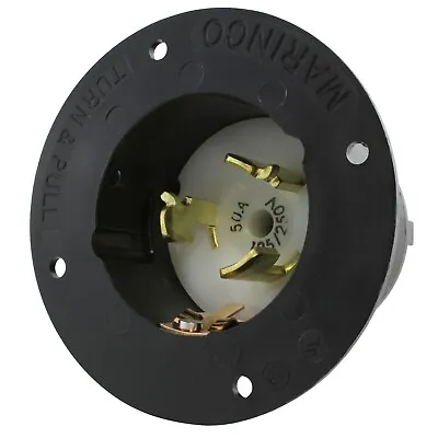 50 Amp 125/250 Volt CS6375 4-Prong Locking Male Plug Inlet Assembly By AC WORKS® • $50.99