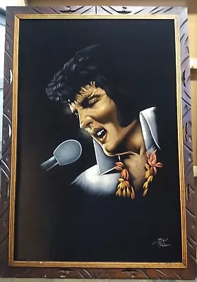 Vintage 24 X 36 Elvis Presley Black Velvet Oil Painting Handpainted Signed Art • $100