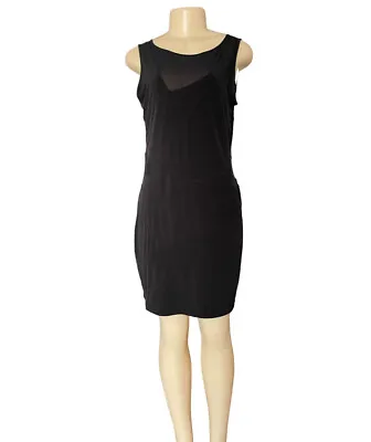 Michael Kors Black Sheath Mesh Sheer Cut-Out Dress Sleeveless Stretch Bodycon M • $13.74