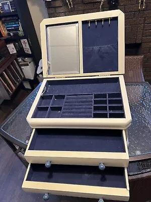 Vintage Blue Velvet Jewelry Box With Unbroken  Mirror. JEWERLY INCLUDED!! • $10