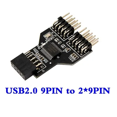 USB2.0 Motherboard 9Pin To Dual 9Pin Male Adapter USB 9pin-2x9pin Splitter Board • $7.40