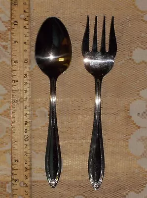 2-pc Meat Fork + Spoon Serving Set By International Stainless 8 3/4  Unknown Age • $7