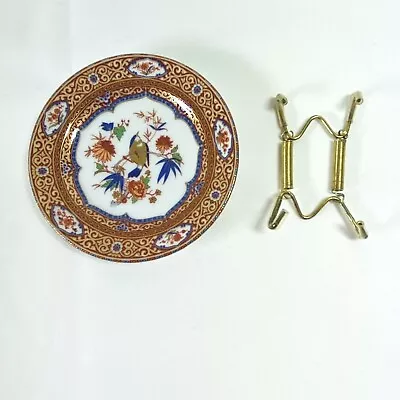 Kaiser Ming 3  Mini Plate Bird On Branch Floral Red Gold W Germany + Hanger • $12.49