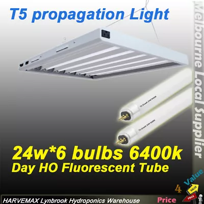 Hydroponics Propagation T5 Grow Light 6x24w 6400K HO Fluorescent Day Lighting • $145