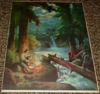 R. Atkinson Fox Geo Wood Man Camping Water Trees Sample 12 X 10  Print 1920's • $79.99