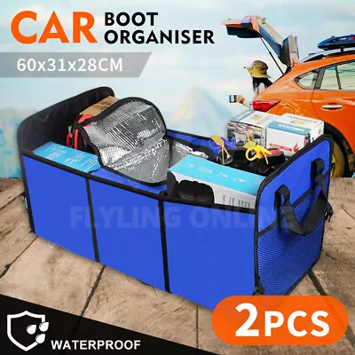 2PCS 2in1 Collapsible Car Boot Organiser Trunk Foldable Storage Shopping Tidy • $21.99