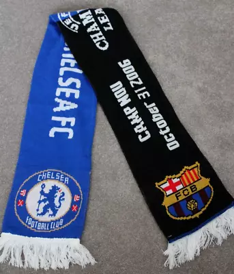 CHELSEA V BARCELONA Football Scarf Champions League 2006 Black And Blue • $16.41