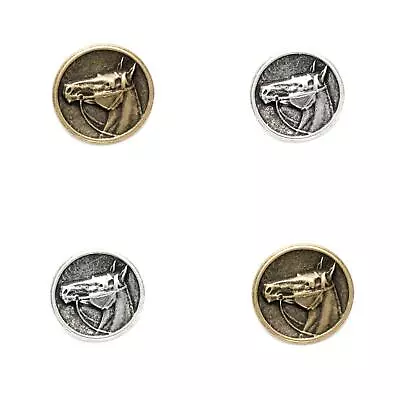 Round Horse Buttons - Side View With Shank In Antique Brass Or Silver - 4 Sizes • £57.99