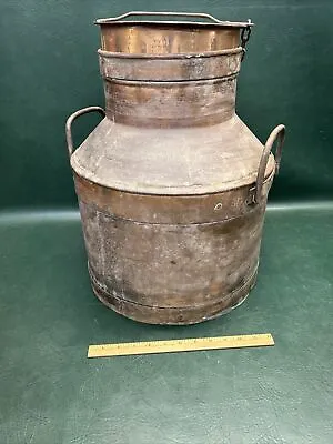 Antique  Copper Plated 5  Gallon ? Metal Milk Can Farm ~French  Le Buena Medida • $78