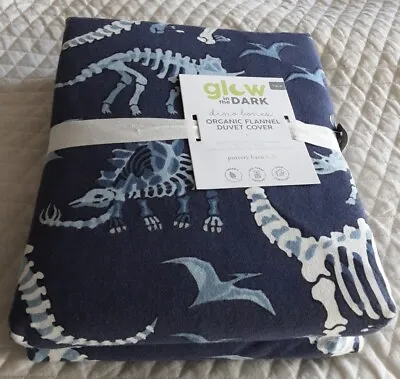 Pottery Barn Dino Bones Twin Duvet Cover Glow In The Dark Dinosaurs Organic  • $59