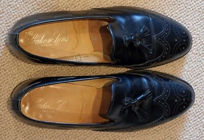 £23.95 • Buy LOAKE Black Half Brogue Tassel Loafers UK 9.5  Minehead 