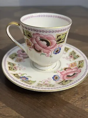 A. Lanternier Limoges Deco Wild Rose Floral Cup & Saucer France; Vintage Teacup • $18.50