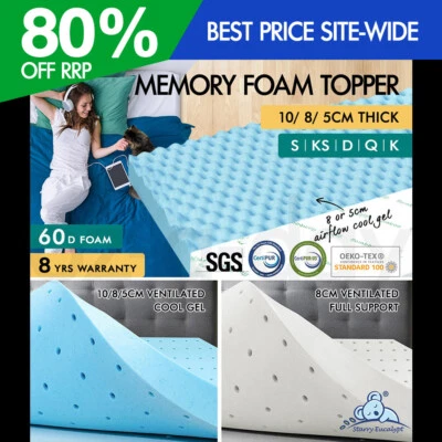$112.95 • Buy S.E. Memory Foam Topper Cool Gel Mattress Ventilated Airflow Zone Bamboo Cover