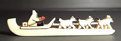 Vintage Unusual Inuit Carved Emergency Sledge With Driver And Huskies Miniature • £20