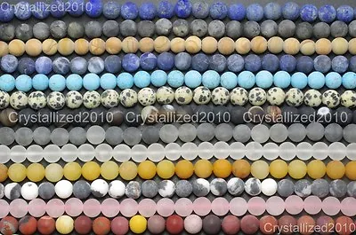 £4.20 • Buy Wholesale Matte Frosted Natural Gemstone Round Loose Beads 4mm 6mm 8mm 10mm 12mm