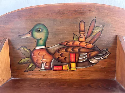 Vintage Wooden Duck Hunting Painting On Wall Rack Cabin Lodge Decor • $45