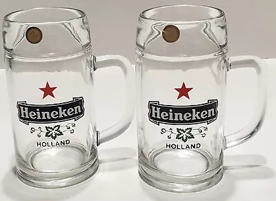 2 Heineken Beer Mugs Thick Clear Glass With Holland Logo 0.5 Liters • $13.77