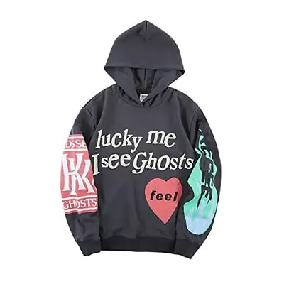  Men Vintage Graphic Hoodies Printing Graffiti Hoodie Cotton Warm Large Grey • $63.98