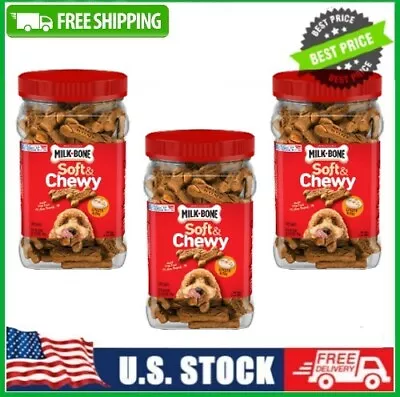 3 PACK Milk-Bone Soft And Chewy Dog Treats With Chicken Breast 25oz • $42.52