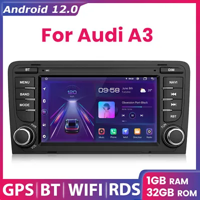 7  Car Stereo Radio 1+32GB Android 12 For Audi A3 S3 8P Sat Nav GPS BT DAB+ RDS • £132.99