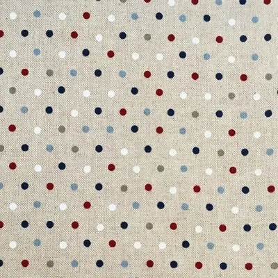 Cotton Rich Linen Look Fabric Multi Coloured Spotty Dotty Polka Dots Upholstery • £1.50