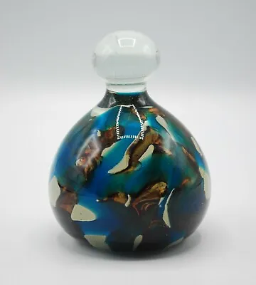 Art Glass Paperweight Handmade Mdina Maltese Signed Blue Brown • $26.49