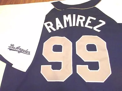 NEW Adult XL Dodgers RAMIREZ #99 Baseball Jersey Embroidered W/Tags Blue/White • $104.99