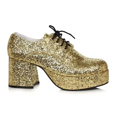 Solid Gold Glitter Platform 70s Pimp Disco Dancer Soul Train Mens Costume Shoes • $69.95