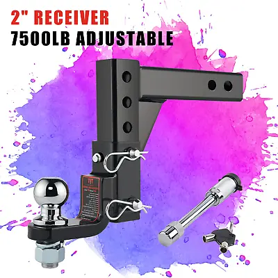 TYT Adjustable Trailer Hitch Ball Mount 2  Towing Ball 7500LBS Fits 2  Receiver • $79.99