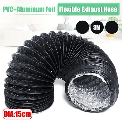 6  3m Flexible Ducting Vent Pipe Aluminum Foil PVC Duct Hose Ventilation Exhaust • $32.71