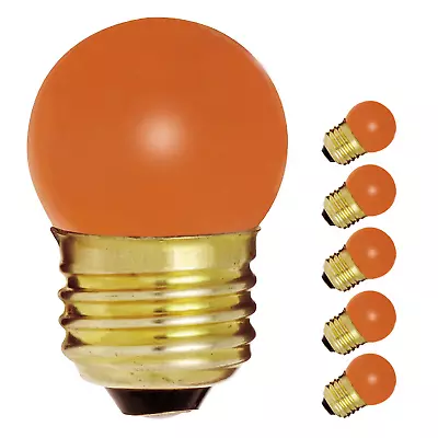 5 Pack S3610 CERAMIC ORANGE Mini Globe Sign Bulb 7.5W 120V S11 Medium Base E26 • $7.99