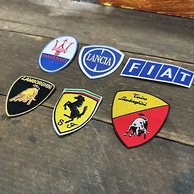 Maserati Lancia Ferrari Lamborghini Fiat Iron On Patches Lot Of 6 • $25