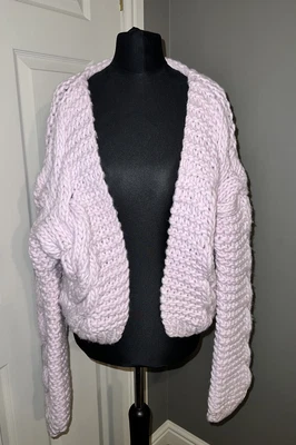 $121.09 • Buy I LOVE MR MITTENS Baby Pink Cable Knit Wool Bomber Cardigan XS / S