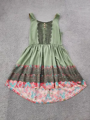 Matilda Jane Dress Extra Large Green Light Rising Camp Sleeveless Cinched Waist • $28.99