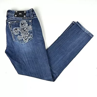 Miss Me Designer Womens Signature Skinny Blue Jeans Size 32 X 30 Medium Wash • $24.95