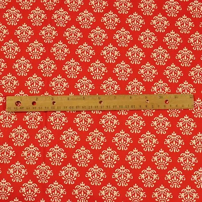 RTC Medallion Print Fabric Red White Cotton 1 YD • $10