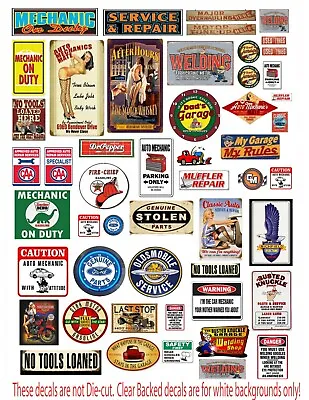 1:18 1:24 Mechanic Garage Signs 1 Decals For Diecast & Model Car Dioramas • $10.50