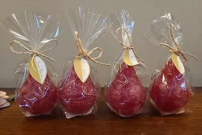 (4) Vance Kitira PETITE MINI TIMBER PEAR Candles CRANBERRY RED 2.5   Tall Small • $24.99