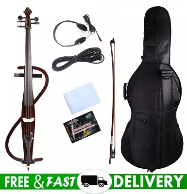 4/4 Electric Cello Full Size Solid Wood Cellos Ebony Fittings Free Cello Bag Bow • $373.09