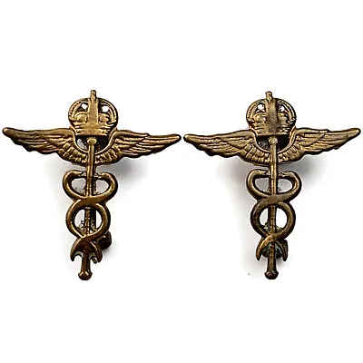 WW2 Royal Air Force RAF Medical Services Corps Officers Collar Badge PAIR • £29.99