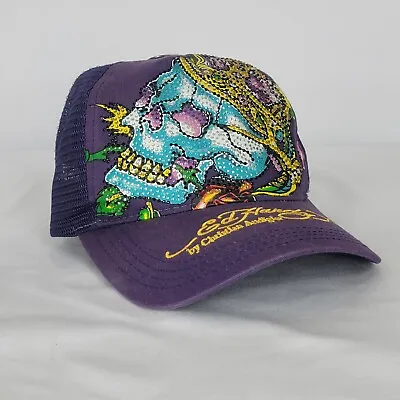 Y2K Ed Hardy Trucker Cap Hat By Christian Audigier Love Kills Slowly Skull Crown • $39.99