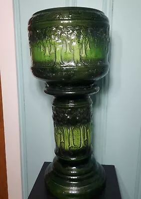 Brush McCoy Woodland 1913 Vintage Pottery Green Jardiniere And Pedestal Plants • $425