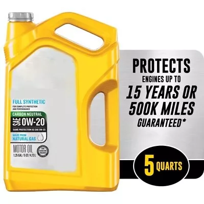 5-Quart Full Synthetic 0W-20 Motor Oil For Protection For Engine Performance • $30.98