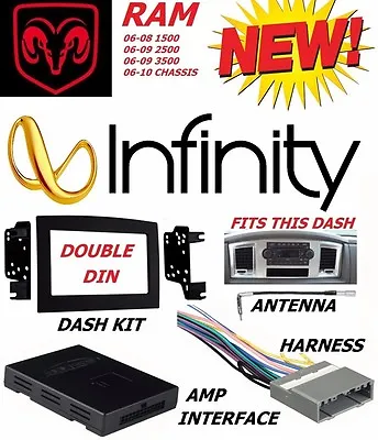 $129.99 • Buy 06 07 08 09 10 Dodge Ram Infinity Stereo Radio Double Din Installation Dash Kit