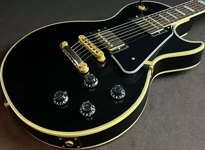 Burny Electric Guitar Les Paul Custom Black RLC-45 WGig Bag Shipping From Japan • $462.63