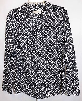 Amazing Michael Kors Black & White Collared L/S Button-Down Shirt Size 24W EUC • $26.50