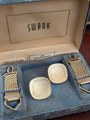 Vintage SWANK  Convertible  Gold Tone Cufflinks In Original Box • $5