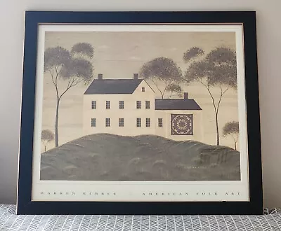 Warren Kimble Folk Art House With Quilt Print 24”x 22” Framed Print COND • $45
