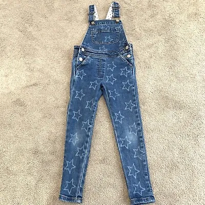 Mini Boden Overalls Toddlers Girls Size 4-5 Years Blue Denim Star Print Skinny  • $28
